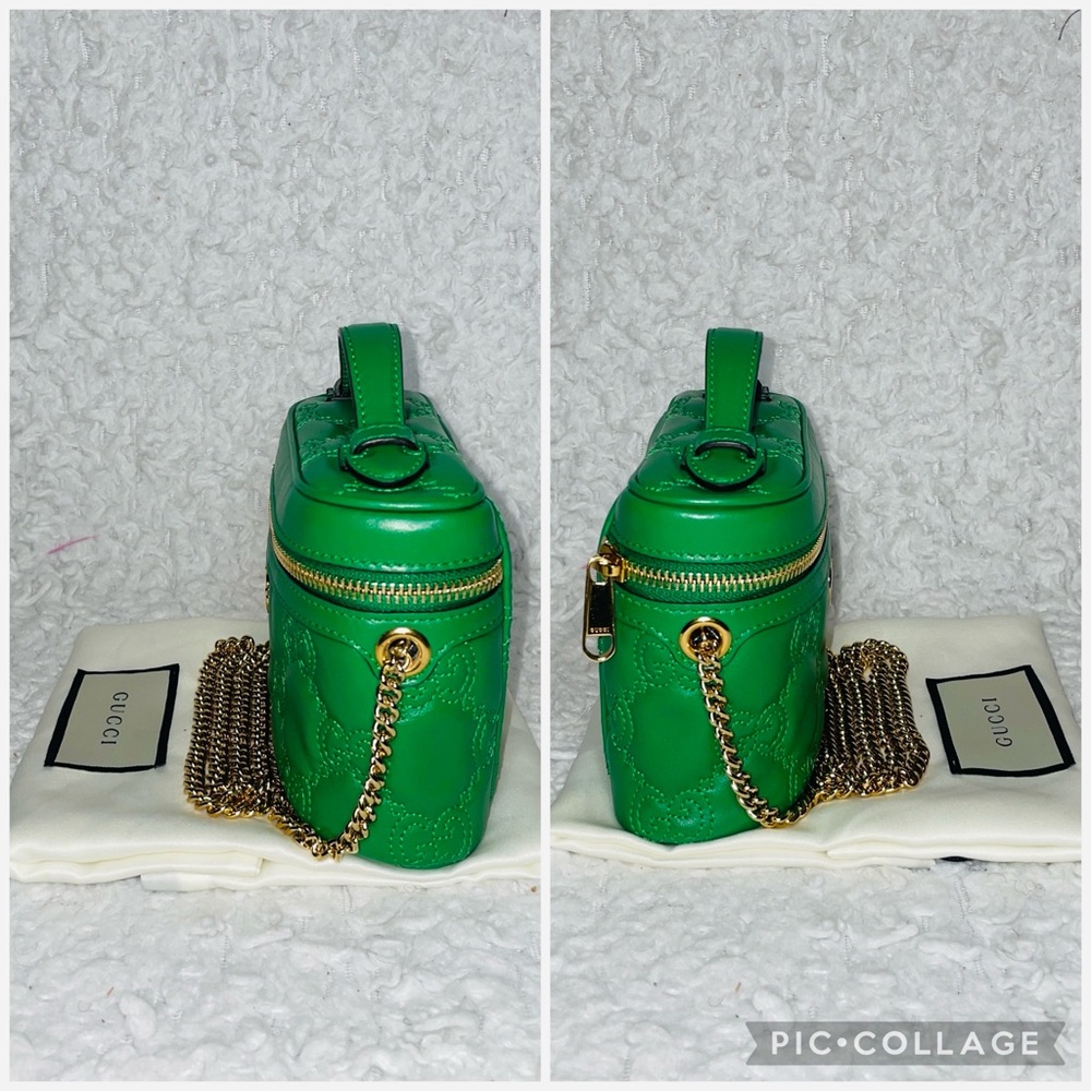 Gucci GG Embossed Matelasse Quilted Leather Vanity Mini Bag in Green 723770 - Picture 6 of 17